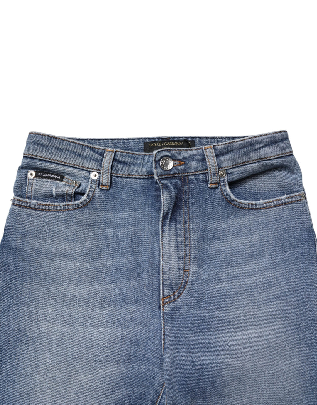 Dolce &amp; Gabbana Blue Washed Cotton Skinny Denim Trouser Jeans