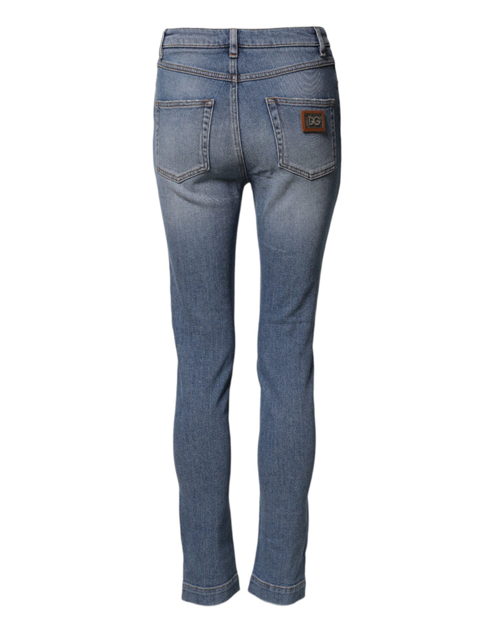 Dolce &amp; Gabbana Blue Washed Cotton Skinny Denim Trouser Jeans