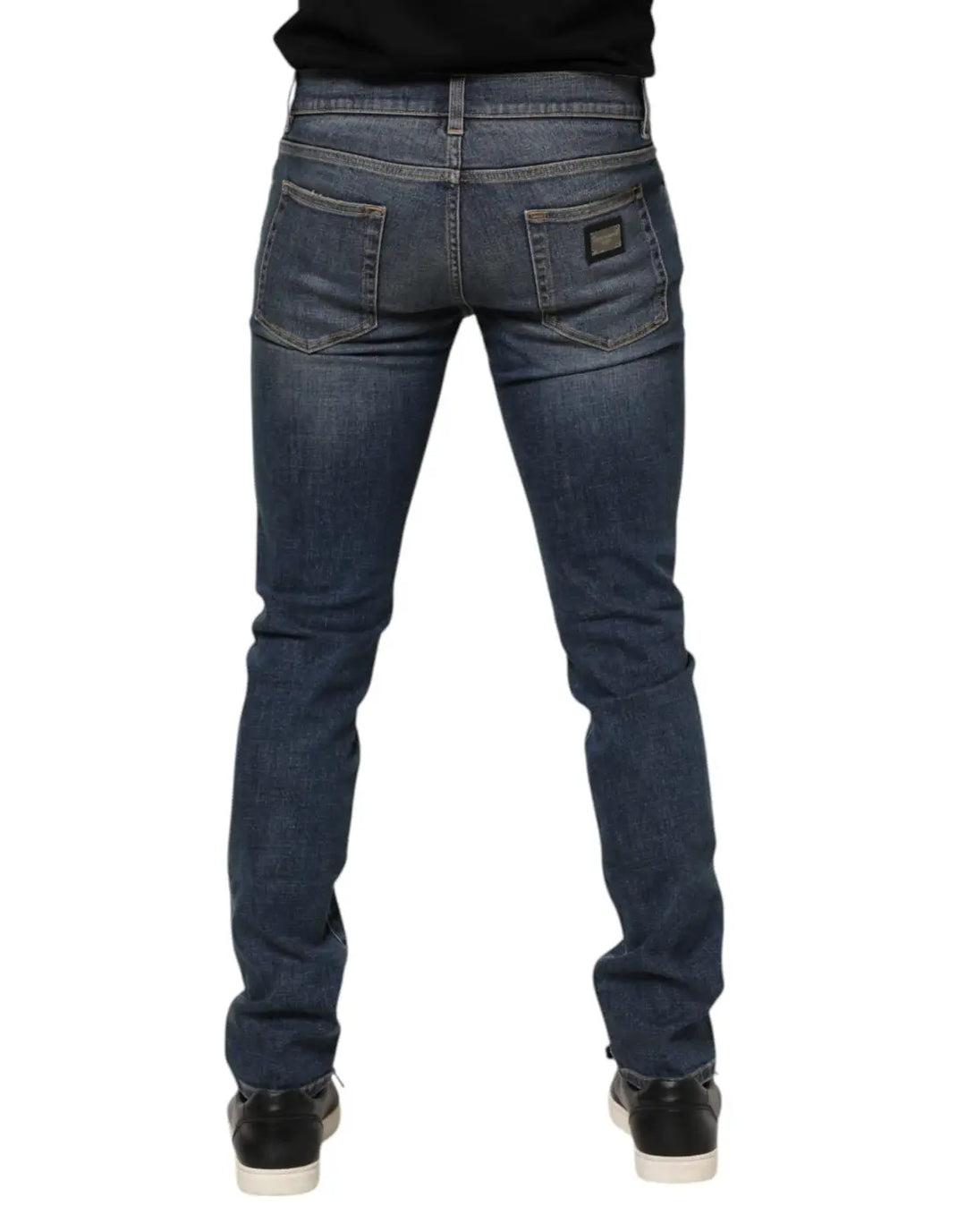 Dolce &amp; Gabbana Blue Washed Cotton Skinny Men Denim Jeans