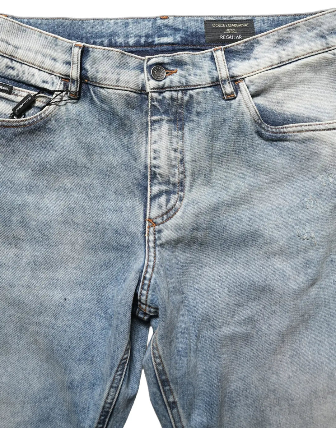 Dolce &amp; Gabbana Blue Washed Mid Waist Straight Men Denim Jeans