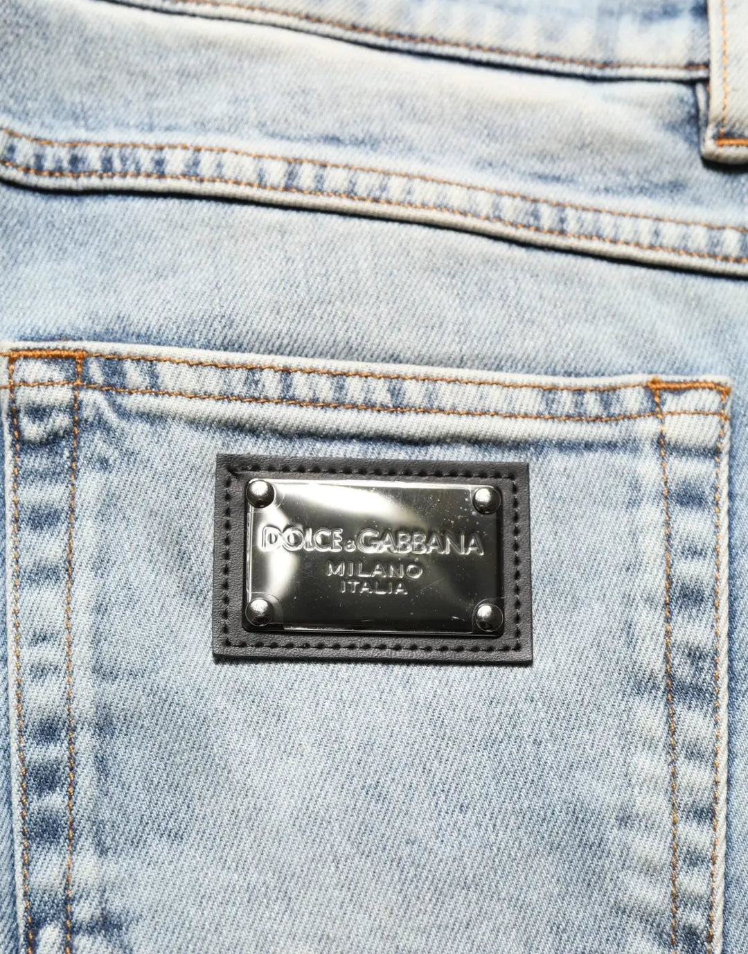 Dolce &amp; Gabbana Blue Washed Mid Waist Straight Men Denim Jeans