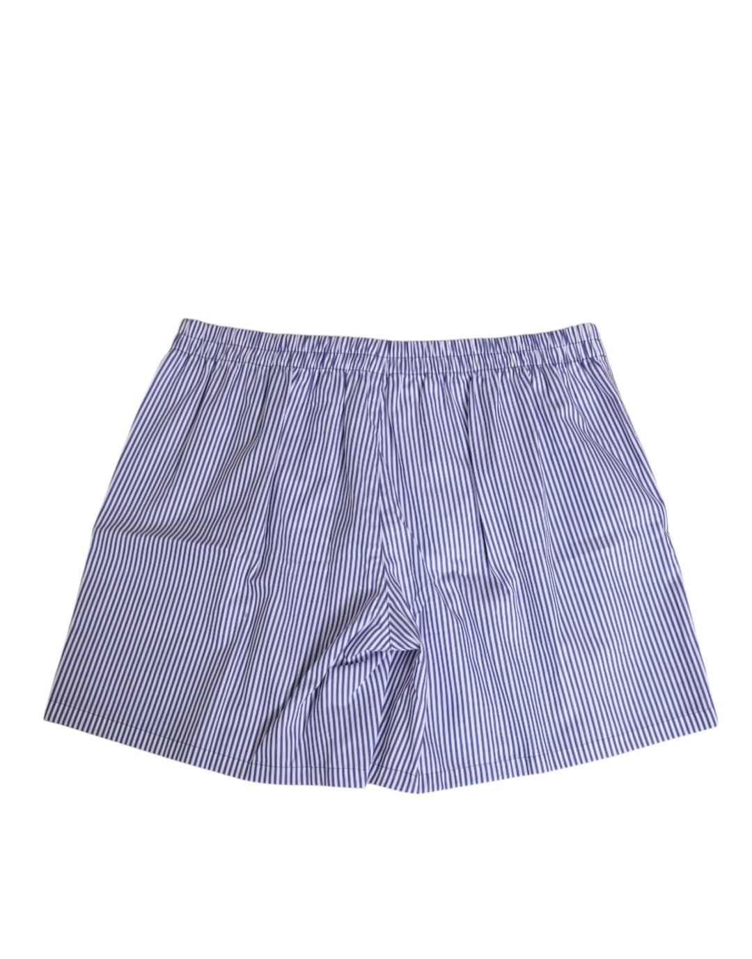Dolce &amp; Gabbana Blue White Cotton Striped Button Fly Shorts Swimwear