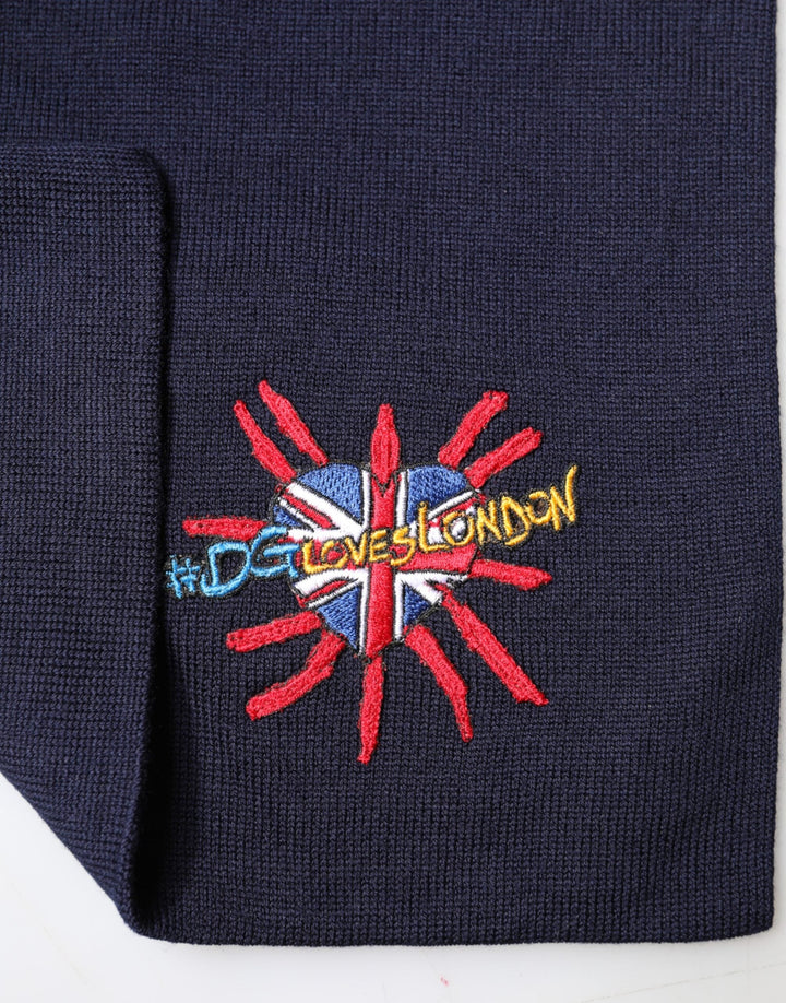 Dolce &amp; Gabbana Blue Wool Dg Loves London Neck Wrap Scarf