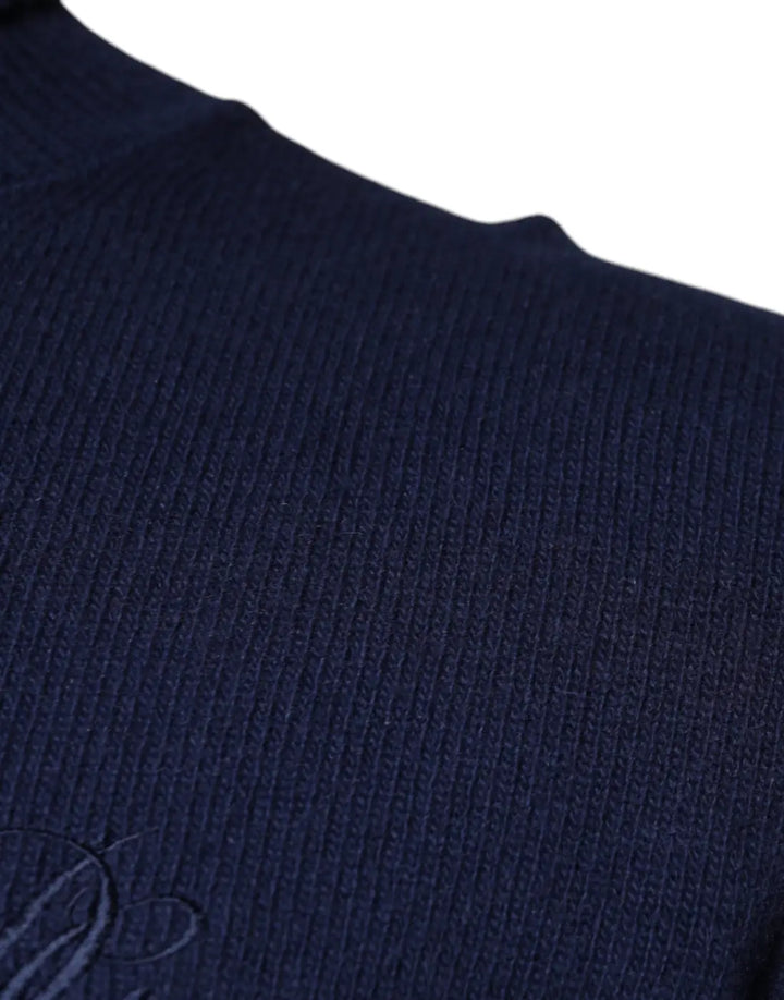 Dolce &amp; Gabbana Blue Wool Knit Turtleneck Pullover Sweater