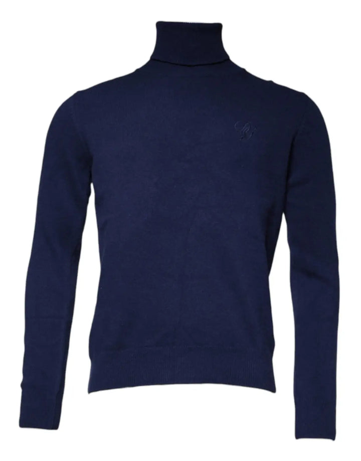 Dolce &amp; Gabbana Blue Wool Knit Turtleneck Pullover Sweater