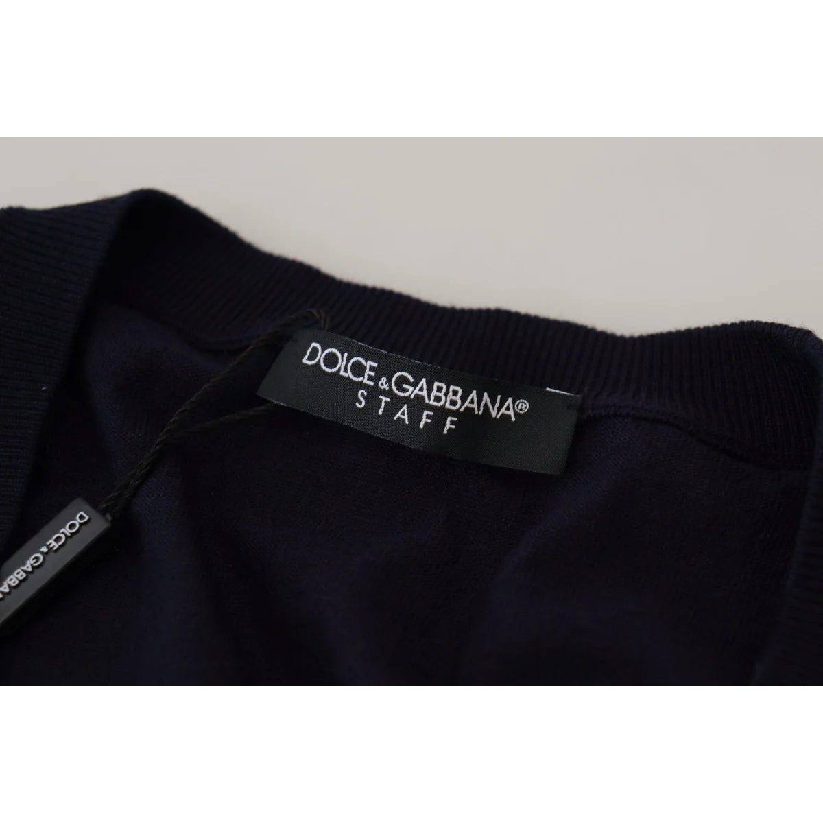 Dolce & Gabbana Blue Wool STAFF Down Cardigan Sweater