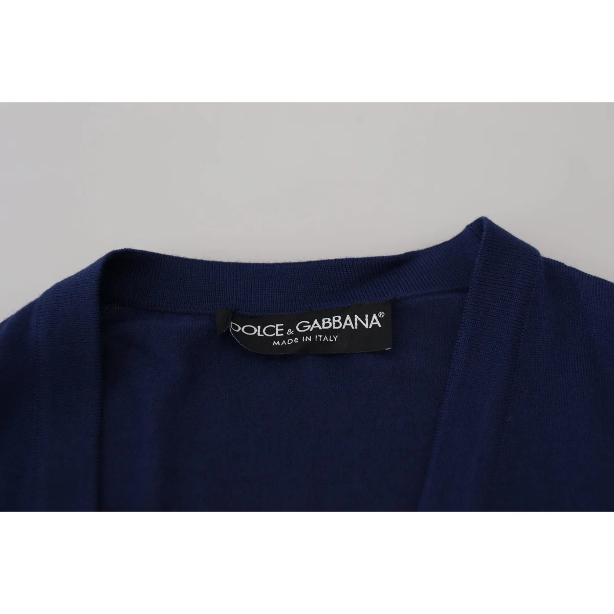 Dolce & Gabbana Blue Wool V-neck Button Down Cardigan Sweater