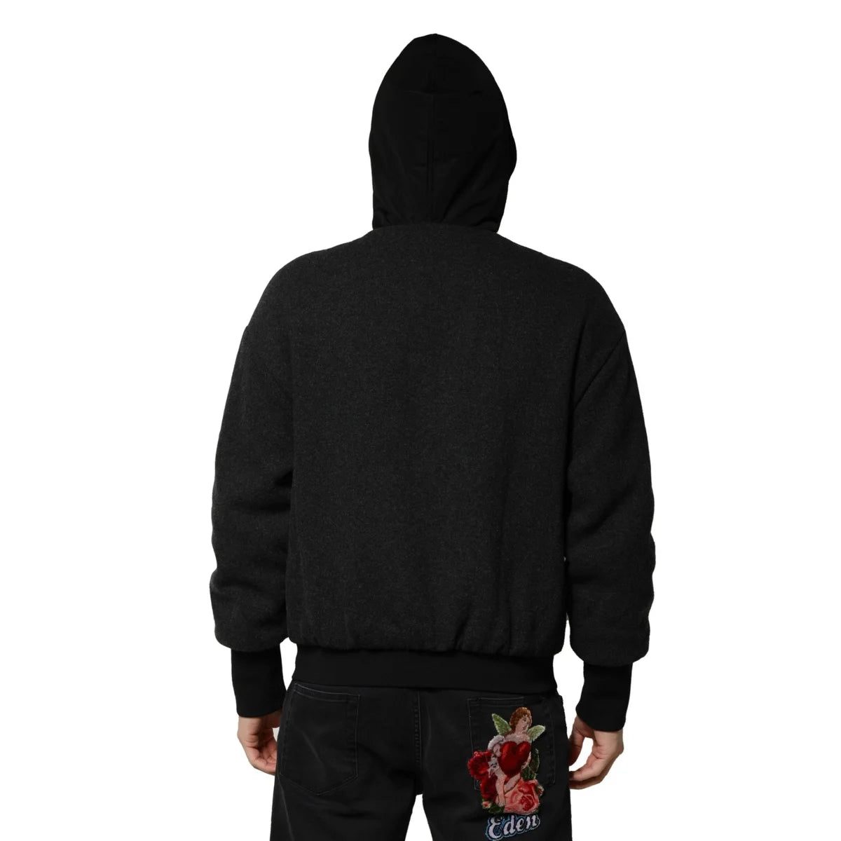 Dolce & Gabbana Bomber Hooded Jacket with DG Logo Plaque