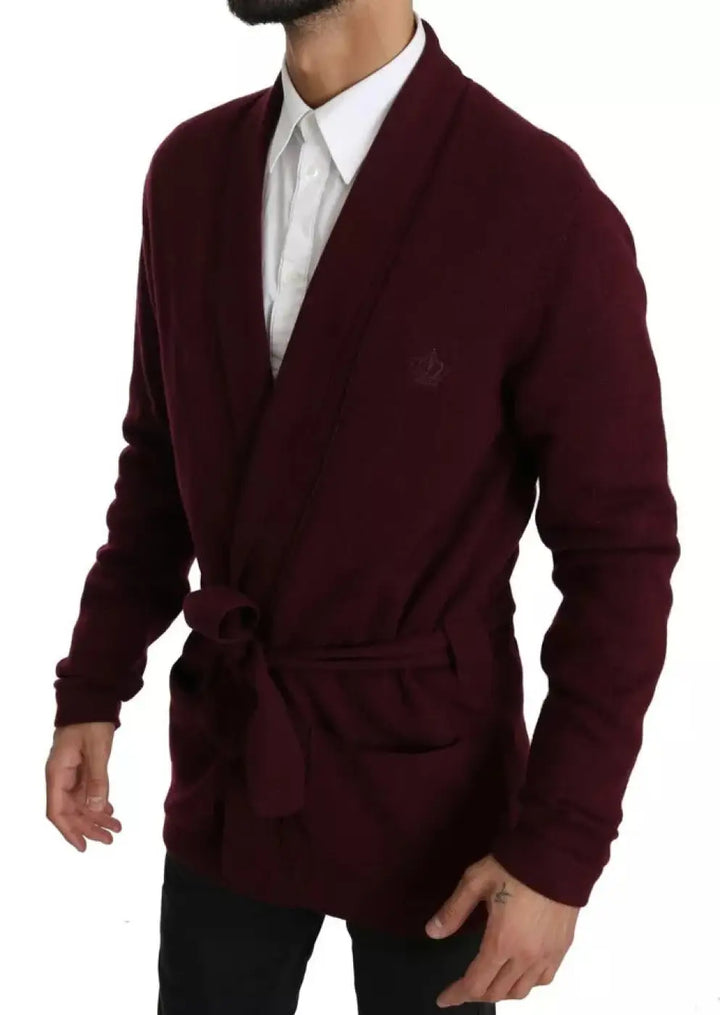 Dolce &amp; Gabbana Bordeaux Cashmere Crown Cardigan Sweater