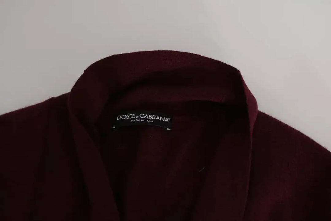 Dolce &amp; Gabbana Bordeaux Cashmere Crown Cardigan Sweater