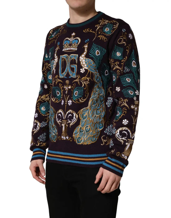 Dolce &amp; Gabbana Bordeaux Cashmere Crown Embroidered Sweater
