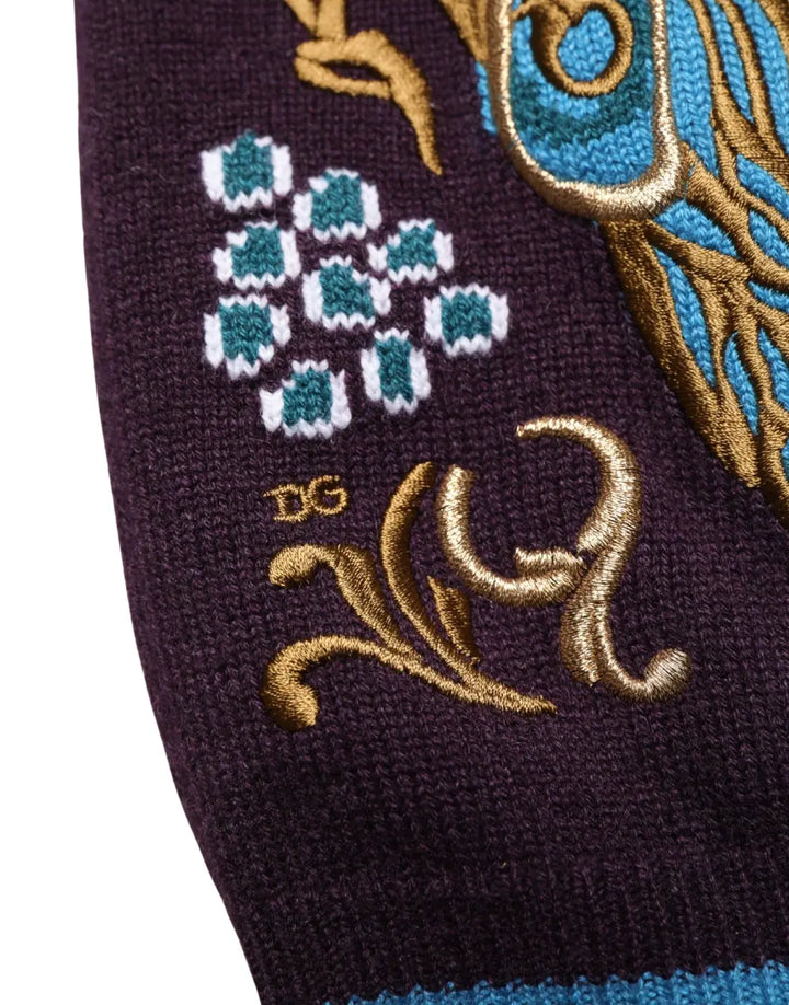 Dolce &amp; Gabbana Bordeaux Cashmere Crown Embroidered Sweater