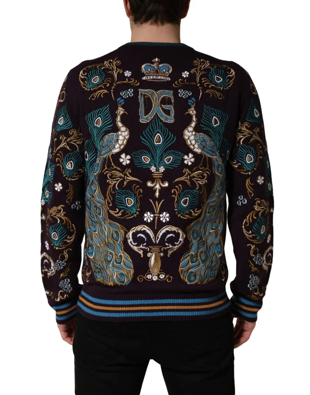 Dolce &amp; Gabbana Bordeaux Cashmere Crown Embroidered Sweater