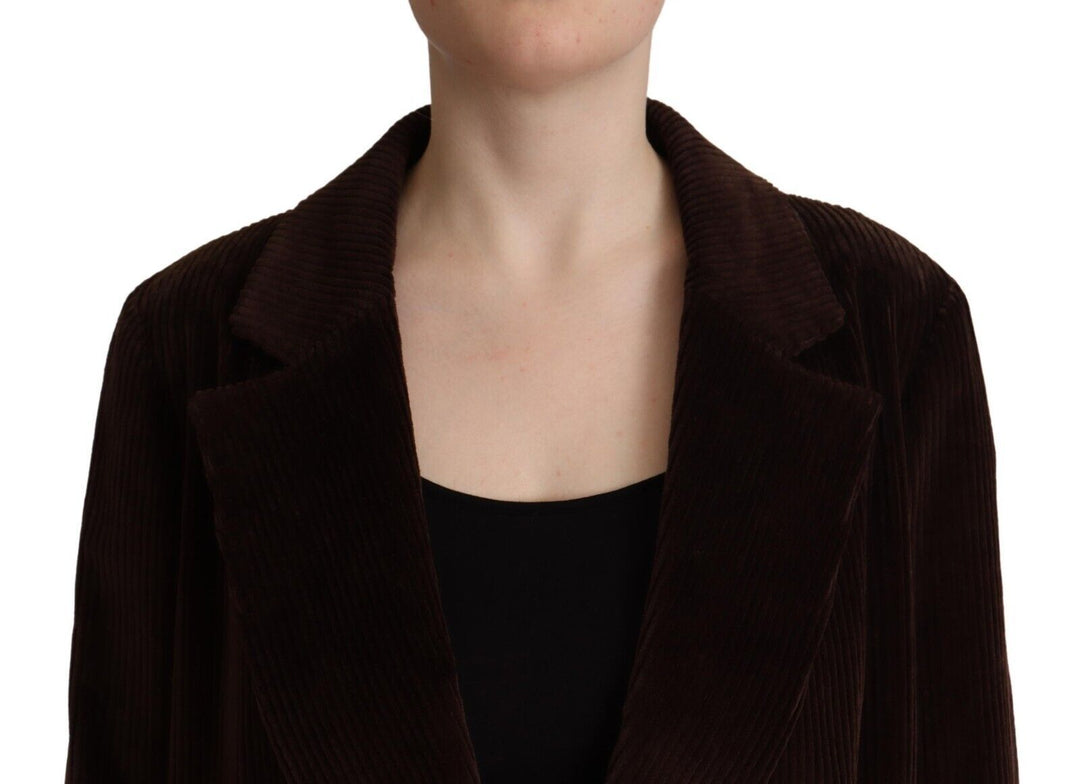 Dolce &amp; Gabbana Trench Coats - Bordeaux Corduroy Cotton Blazer Oversized Jacket