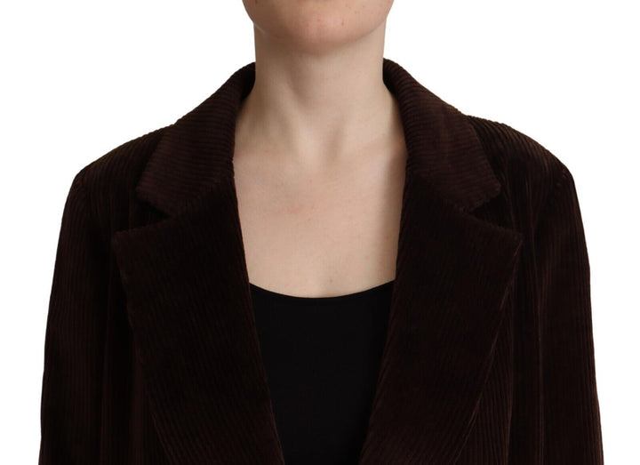 Dolce &amp; Gabbana Trench Coats - Bordeaux Corduroy Cotton Blazer Oversized Jacket
