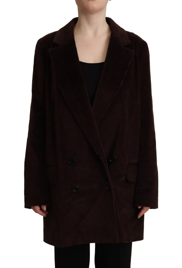 Dolce &amp; Gabbana Trench Coats - Bordeaux Corduroy Cotton Blazer Oversized Jacket