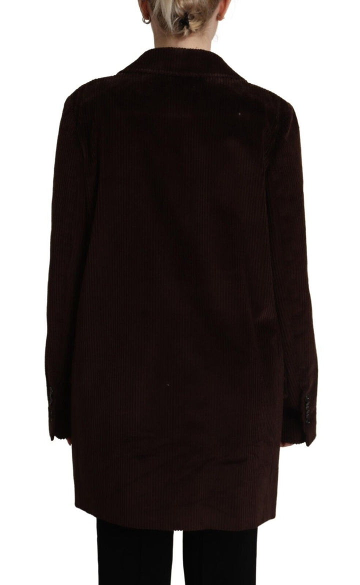 Dolce &amp; Gabbana Trench Coats - Bordeaux Corduroy Cotton Blazer Oversized Jacket