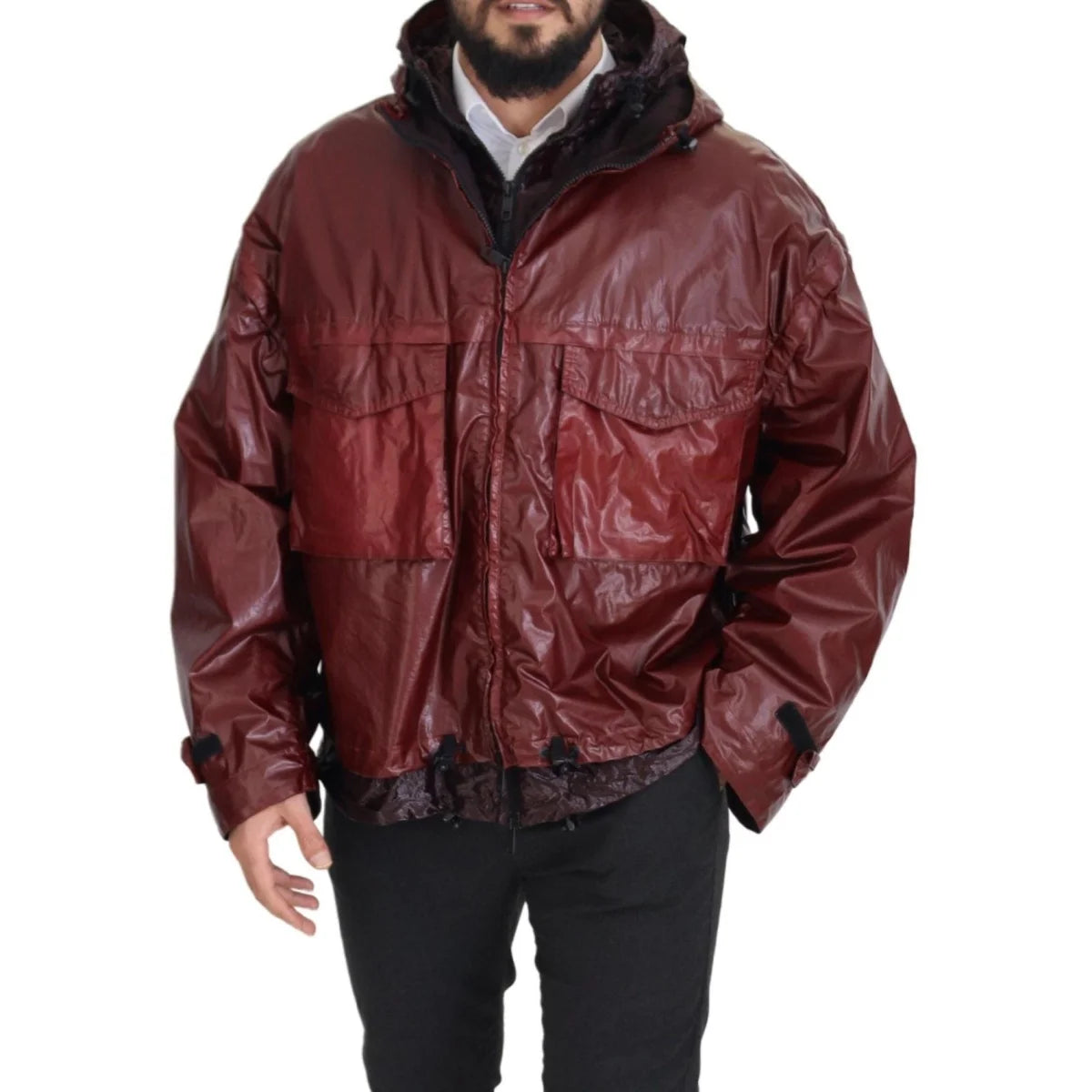 Dolce & Gabbana Bordeaux Cotton Hooded Full Zip Jacket