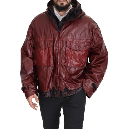 Dolce & Gabbana Bordeaux Cotton Hooded Full Zip Jacket