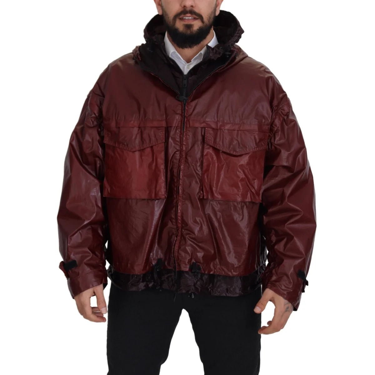 Dolce & Gabbana Bordeaux Cotton Hooded Full Zip Jacket