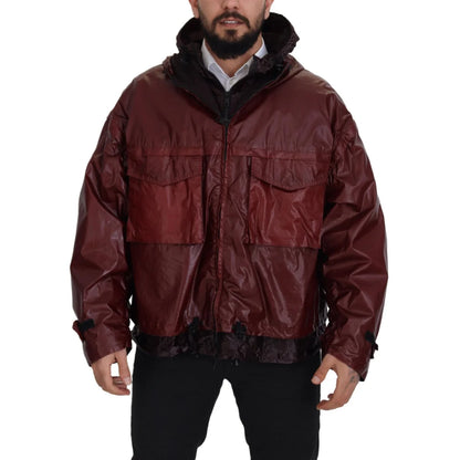 Dolce & Gabbana Bordeaux Cotton Hooded Full Zip Jacket