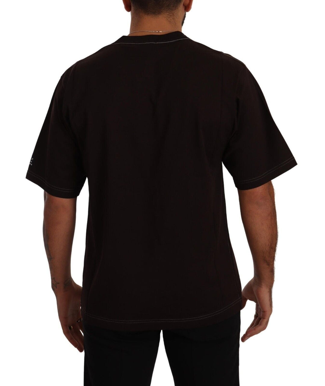Dolce &amp; Gabbana Bordeaux Cotton L-amore Print Crewneck T-shirt