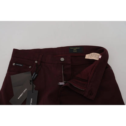 Dolce & Gabbana Bordeaux Cotton Stretch GOLD Denim Jeans