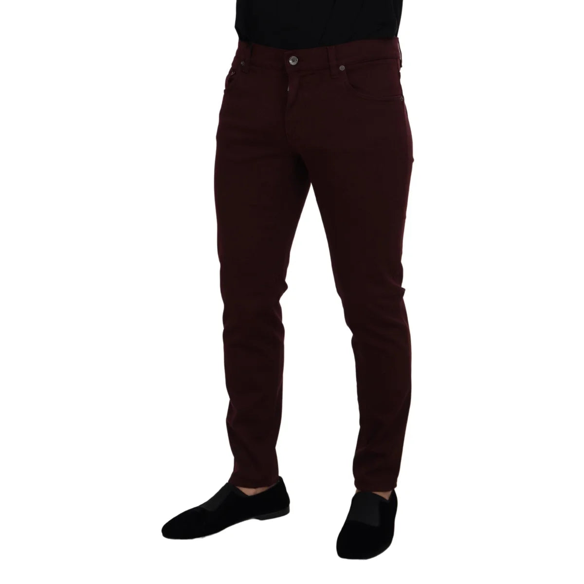 Dolce & Gabbana Bordeaux Cotton Stretch GOLD Denim Jeans