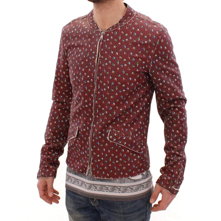 Dolce & Gabbana Bordeaux Leather Boxer Print Jacket Coat