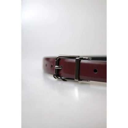 Dolce & Gabbana Bordeaux Leather Silver Metal Buckle Belt