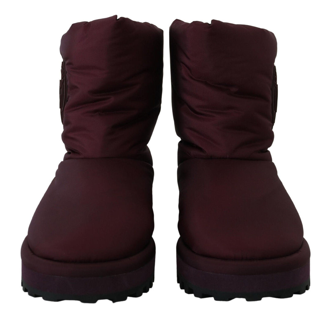 Dolce &amp; Gabbana Bordeaux Nylon Boots Padded Mid Shoes