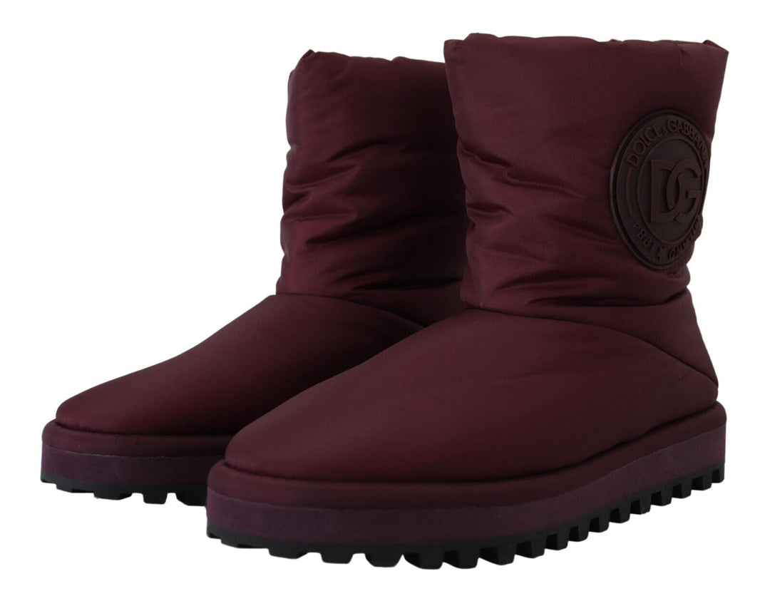 Dolce &amp; Gabbana Bordeaux Nylon Boots Padded Mid Shoes