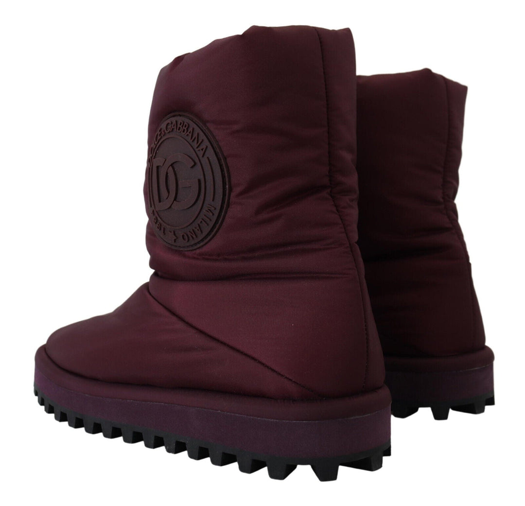 Dolce &amp; Gabbana Bordeaux Nylon Boots Padded Mid Shoes