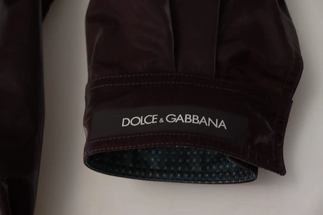 Dolce &amp; Gabbana Bordeaux Nylon Collared Men Coat Jacket