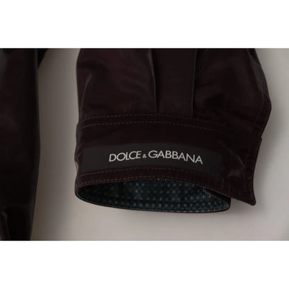 Dolce & Gabbana Bordeaux Nylon Collared Men Coat Jacket