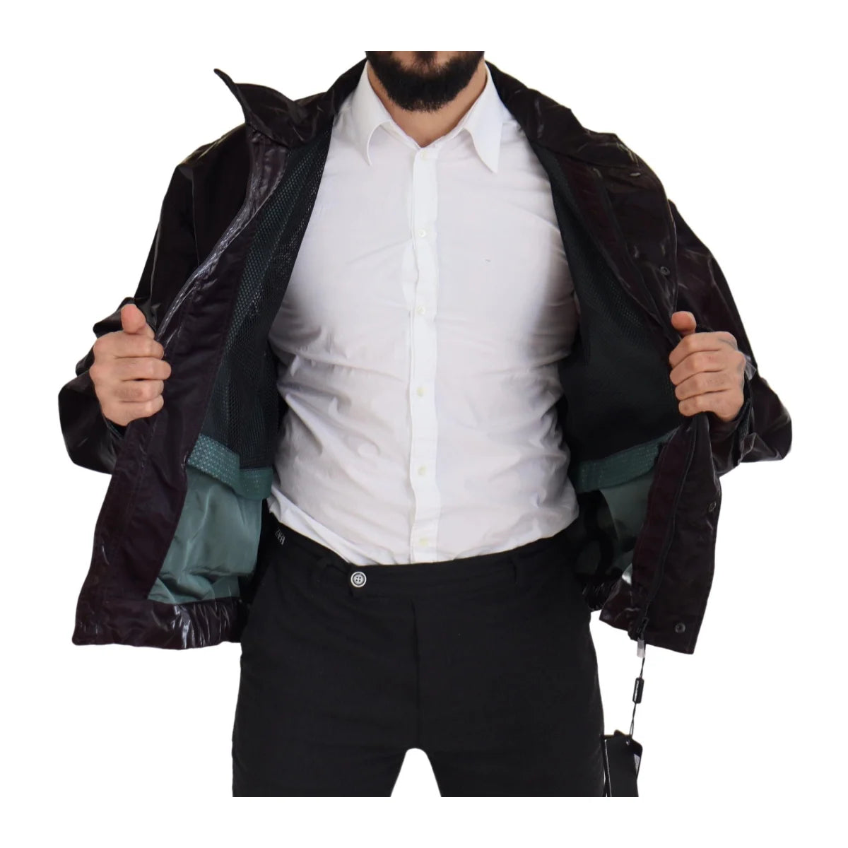 Dolce & Gabbana Bordeaux Nylon Collared Men Coat Jacket