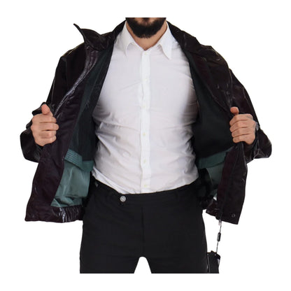 Dolce & Gabbana Bordeaux Nylon Collared Men Coat Jacket
