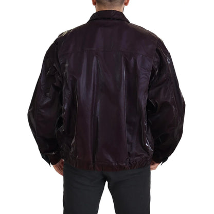Dolce & Gabbana Bordeaux Nylon Collared Men Coat Jacket