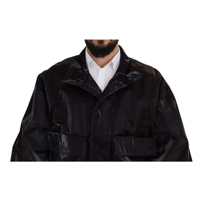 Dolce & Gabbana Bordeaux Nylon Collared Men Coat Jacket