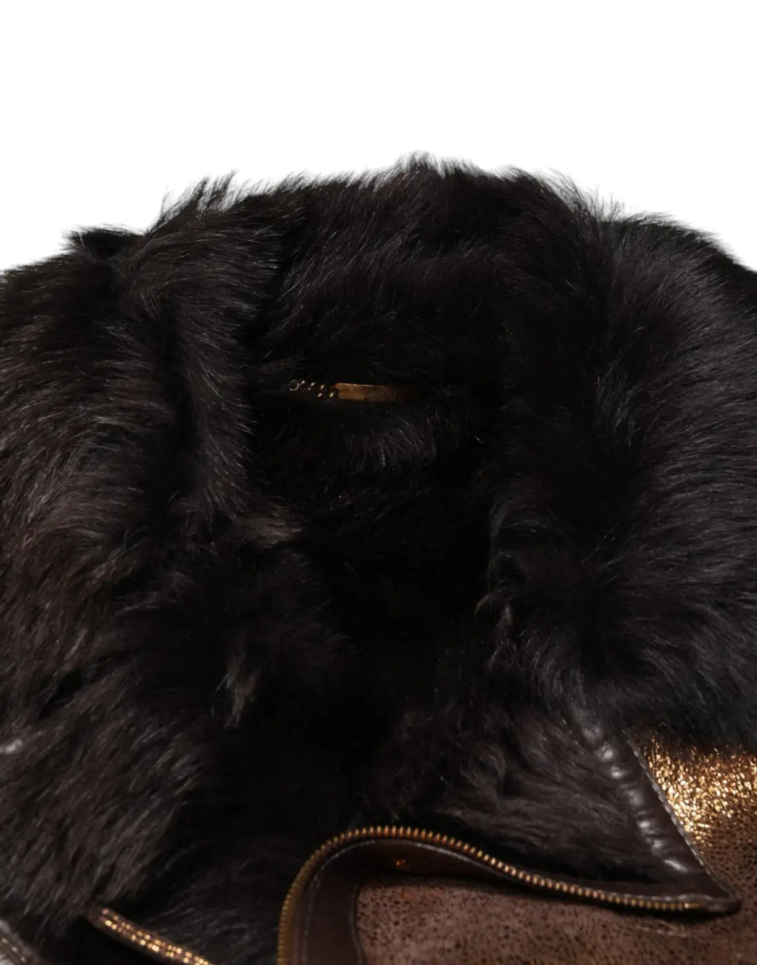 Dolce &amp; Gabbana Bronze Leather Fur Full Zip Men Biker Jacket