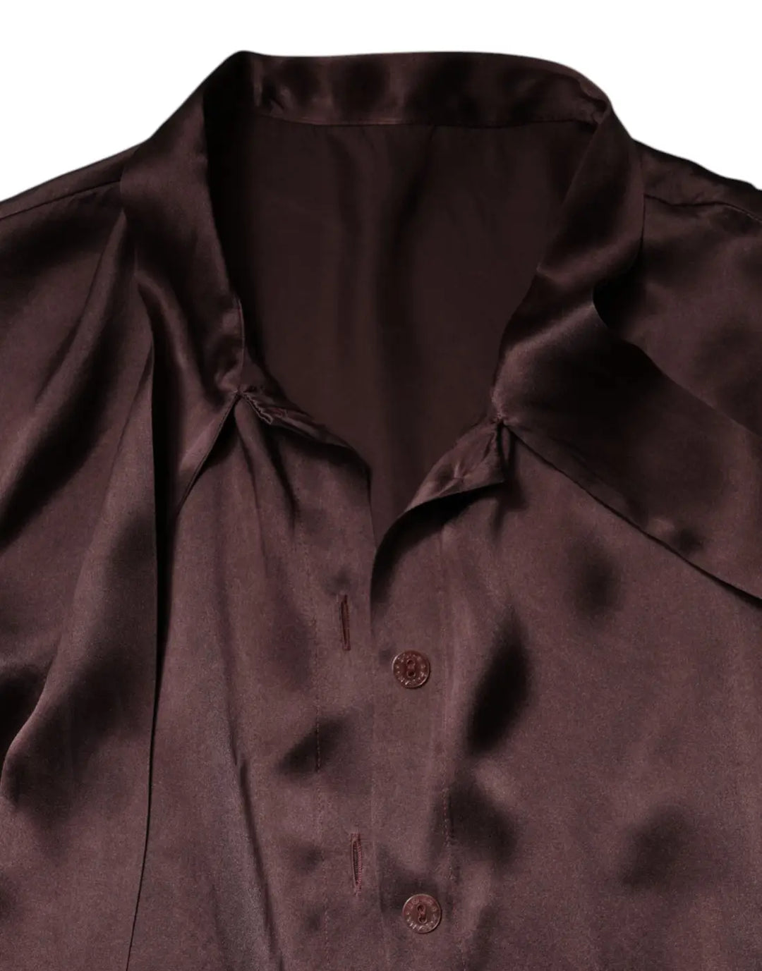 Dolce &amp; Gabbana Brown Ascot Collar Long Sleeve Blouse Top