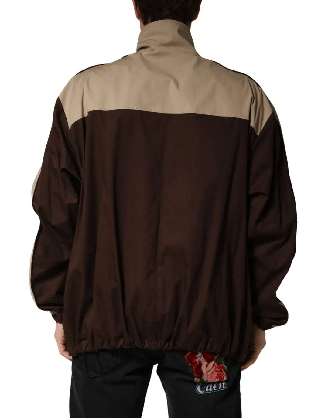Dolce &amp; Gabbana Brown Beige Cotton Zip Windbreaker Jacket