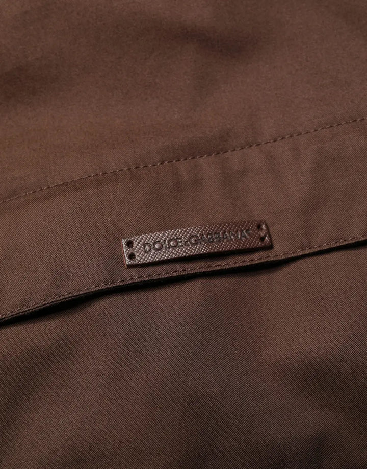 Dolce &amp; Gabbana Brown Beige Cotton Zip Windbreaker Jacket
