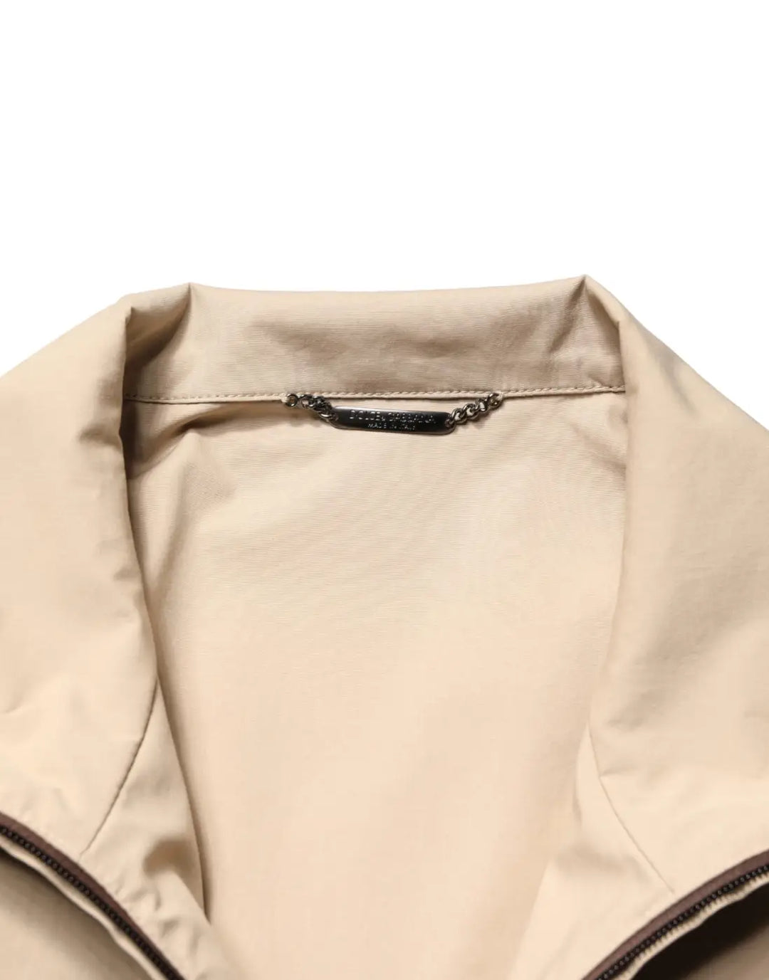 Dolce &amp; Gabbana Brown Beige Cotton Zip Windbreaker Jacket