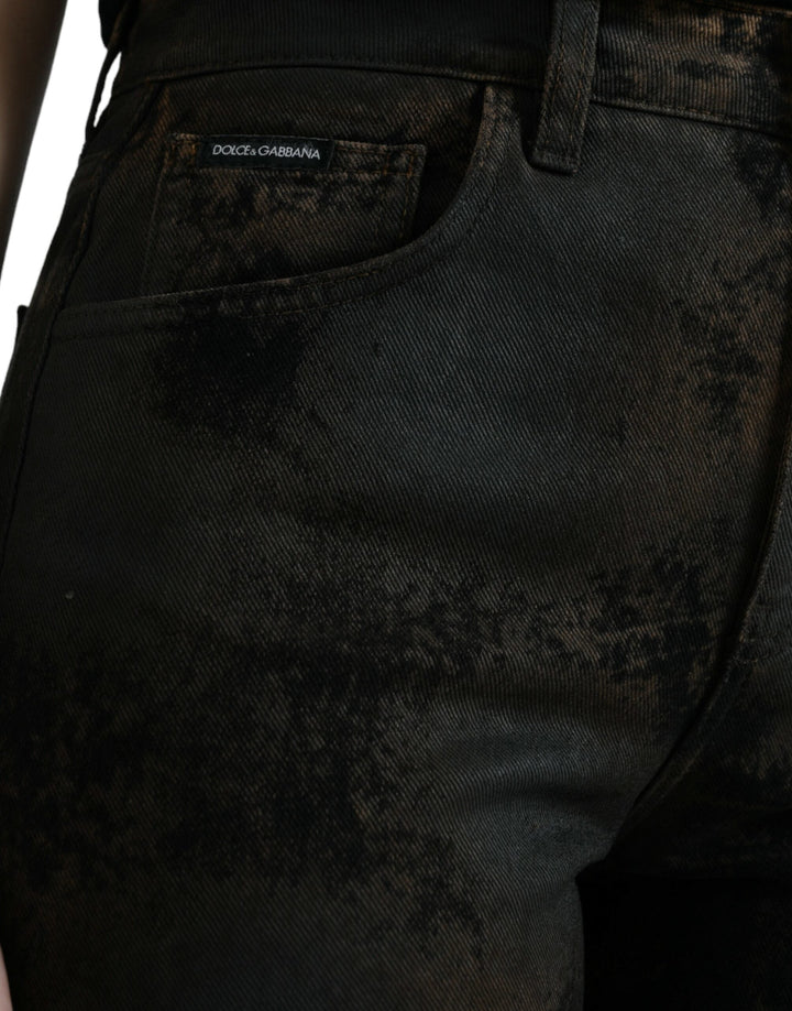 Dolce &amp; Gabbana Brown Boyfriend Mid Waist Cotton Denim Jeans