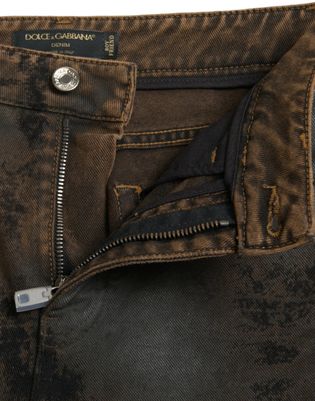 Dolce &amp; Gabbana Brown Boyfriend Mid Waist Cotton Denim Jeans
