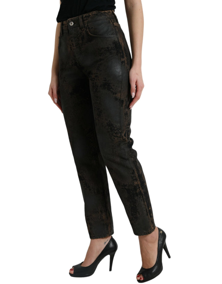 Dolce &amp; Gabbana Brown Boyfriend Mid Waist Cotton Denim Jeans