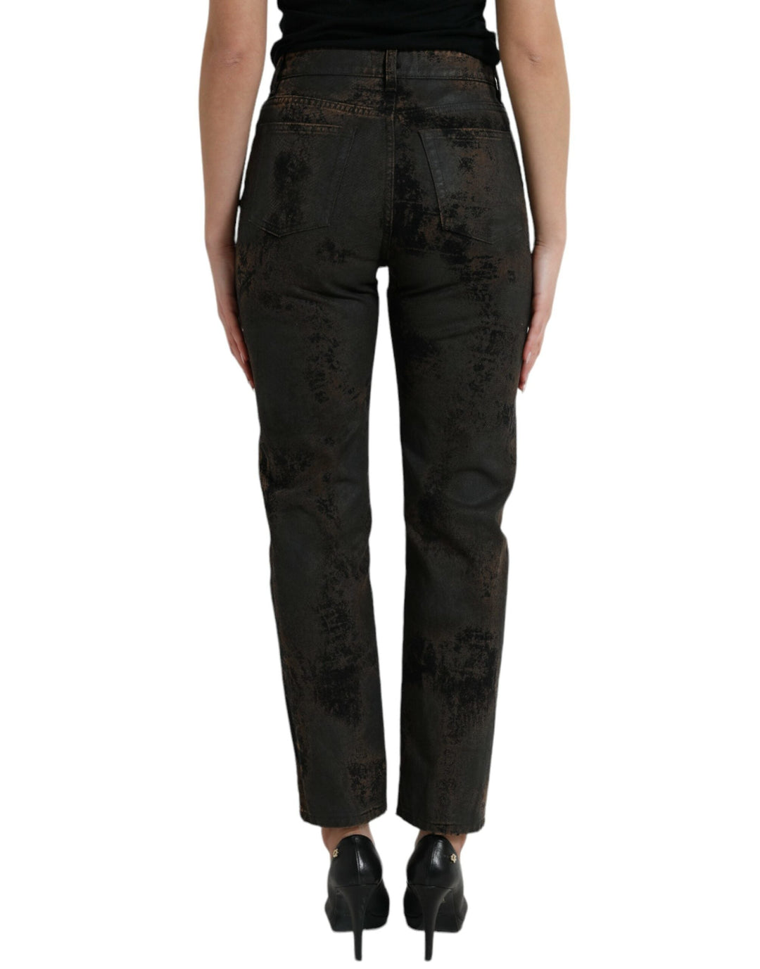 Dolce &amp; Gabbana Brown Boyfriend Mid Waist Cotton Denim Jeans