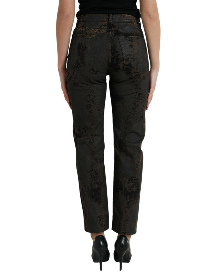 Dolce &amp; Gabbana Brown Boyfriend Mid Waist Cotton Denim Jeans