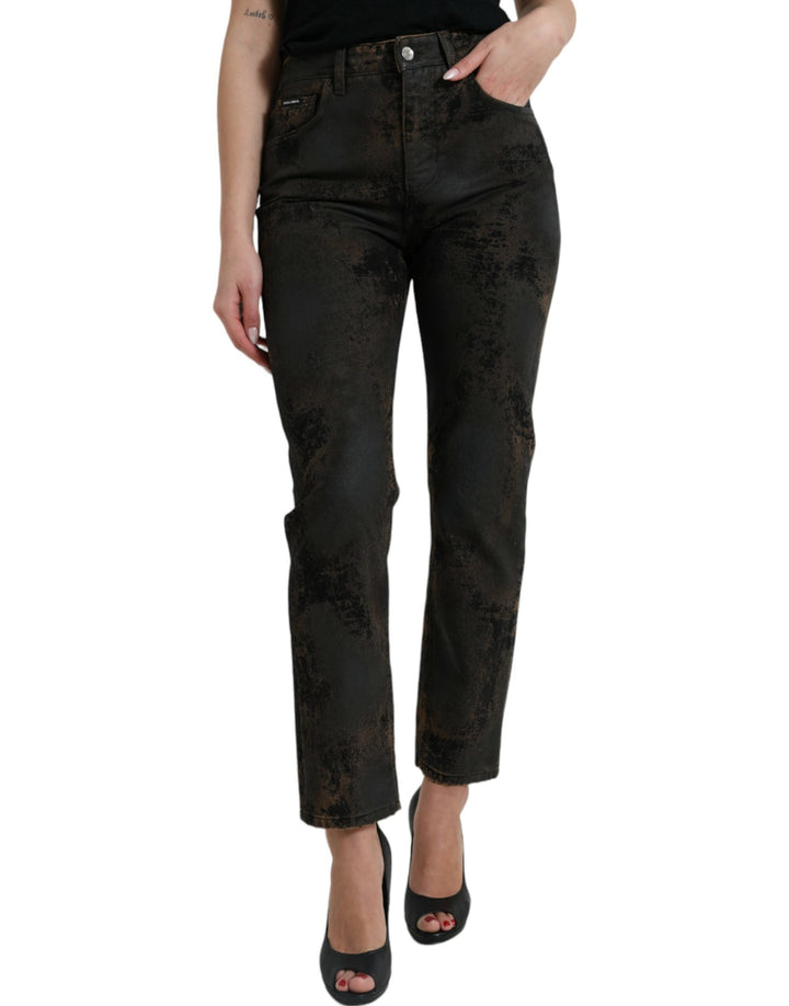 Dolce &amp; Gabbana Brown Boyfriend Mid Waist Cotton Denim Jeans